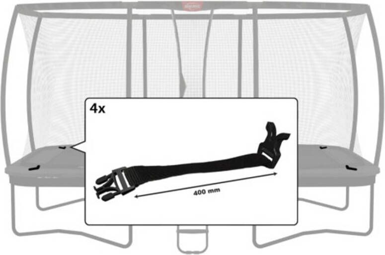 BERG Trampoline Veiligheidsnet Onderdeel Ultim Safety Net DLX XL Klikgespen (400mm) (4x)