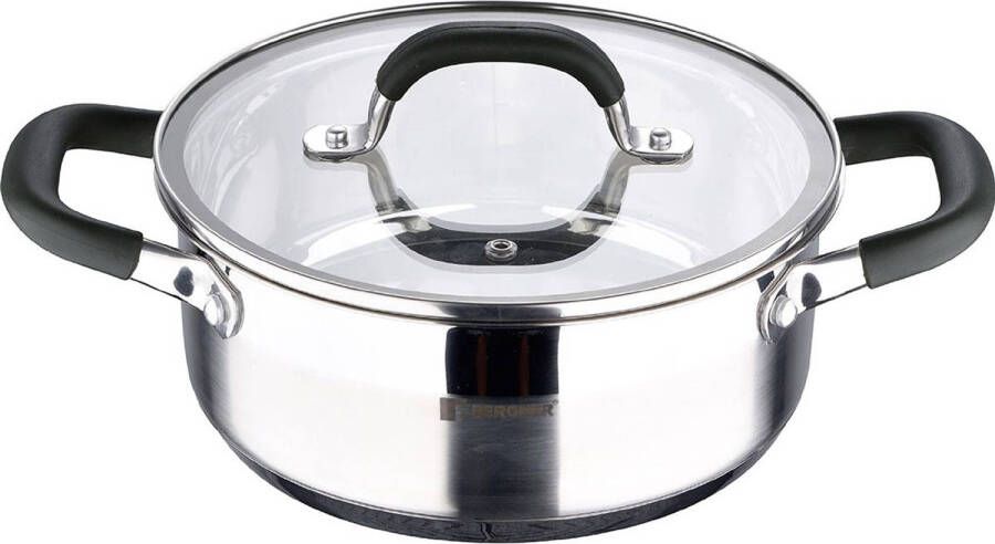 Bergner Midnight RVS Kookpan met Deksel Inductie 20cm 2.3L