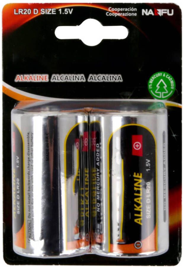 BES LED Batterij Aigi Xixu LR20 D 1.5V Alkaline Batterijen 2 Stuks