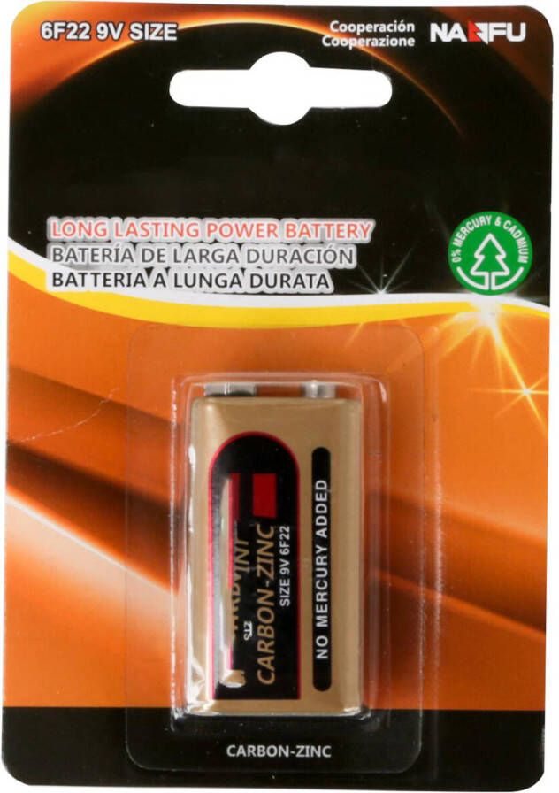 BES LED Blokbatterij Aigi Sewi 6F22 9V Zink-Carbon Batterijen 1 Stuk