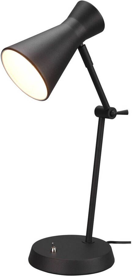 BES LED Bureaulamp Tafelverlichting Trion Ewomi E27 Fitting Rond Mat Zwart Aluminium
