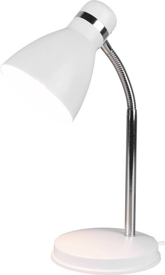 BES LED Bureaulamp Tafelverlichting Trion Himaya E27 Fitting Rond Mat Wit Aluminium