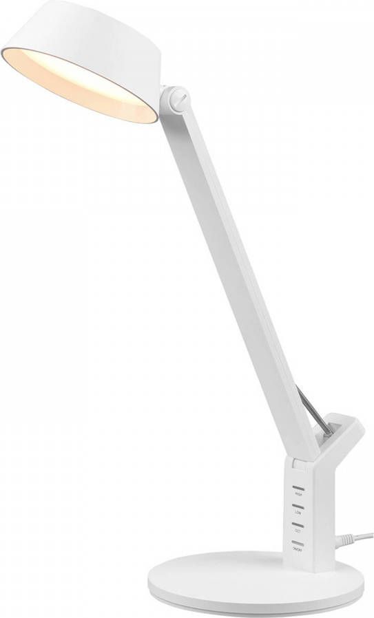BES LED Bureaulamp Trion Avvan 5W Aanpasbare Kleur USB Oplaadbaar Dimbaar Rond Mat Wit Kunststof