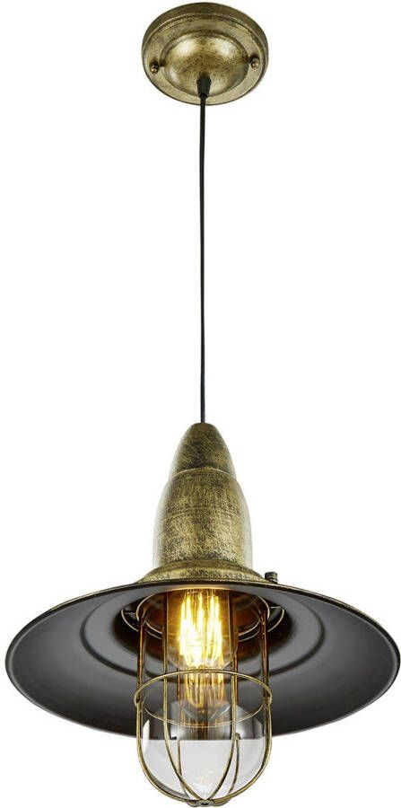 BES LED Hanglamp Hangverlichting Trion Fisun E27 Fitting Rond Oud Brons Aluminium
