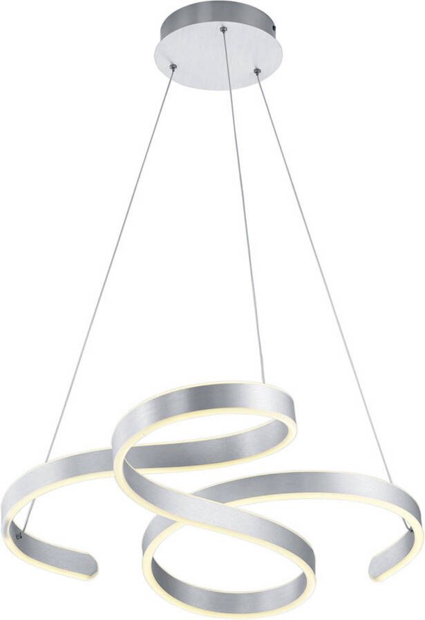 BES LED Hanglamp Hangverlichting Trion Frinco 52W Warm Wit 3000K Dimbaar Rond Mat Grijs Aluminium