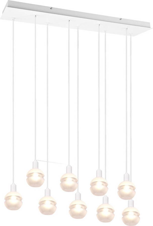 BES LED Hanglamp Hangverlichting Trion Merda E14 Fitting 9-lichts Rechthoek Mat Wit Aluminium