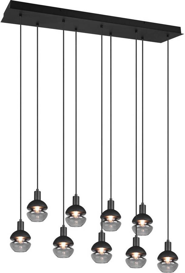 BES LED Hanglamp Hangverlichting Trion Merda E14 Fitting 9-lichts Rechthoek Mat Zwart Aluminium