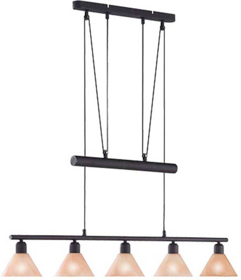 BES LED Hanglamp Hangverlichting Trion Stomun E14 Fitting 5-lichts Rechthoek Roestkleur Aluminium