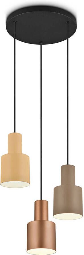 BES LED Hanglamp Trion Agido E27 Fitting 3-lichts Zwart met Multicolor Lampenkap