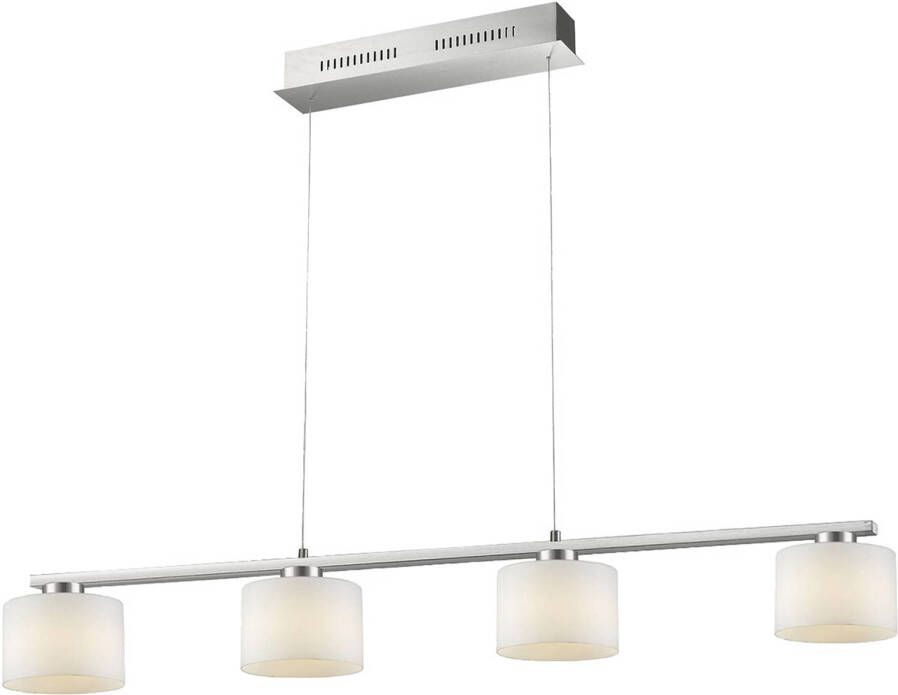 BES LED Hanglamp Trion Alignary 24W Warm Wit 3000K 4-lichts Dimbaar Rechthoek Mat Nikkel Aluminium