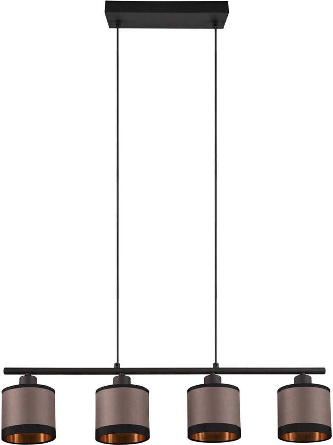 BES LED Hanglamp Trion Vamos E14 Fitting 4-lichts Rechthoek Mat Zwart Metaal