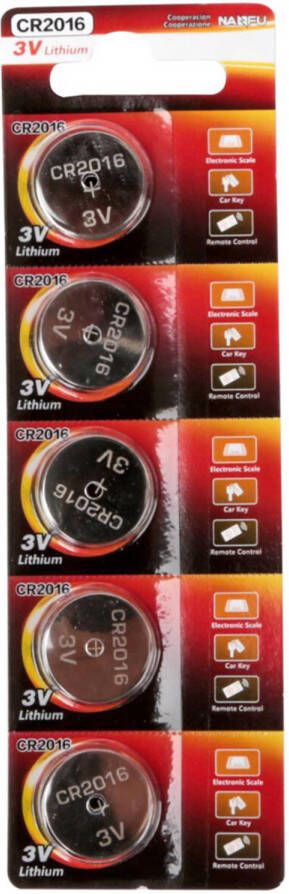 BES LED Knoopcel Batterij Aigi Vitro CR2016 3V Lithium Batterijen 5 Stuks