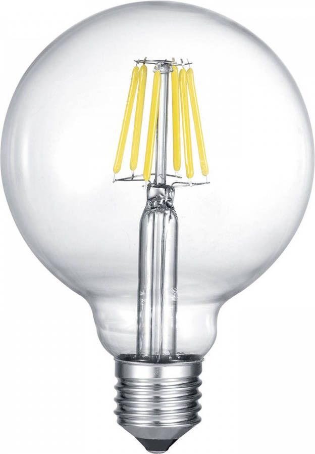 BES LED Lamp Filament Trion Globin E27 Fitting 8W Warm Wit 2700K Dimbaar Transparent Helder Glas