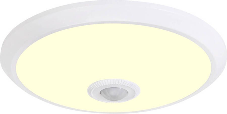 BES LED Plafondlamp met Sensor + Dag en Nacht Sensor Kozolux Crimpy 20W 1500lm Warm Wit 3000K Opbouw Rond Wit