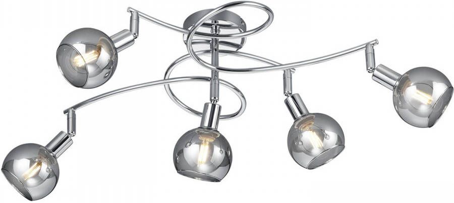 BES LED Plafondlamp Plafondverlichting Trion Brista E14 Fitting 5-lichts Rond Glans Chroom Aluminium