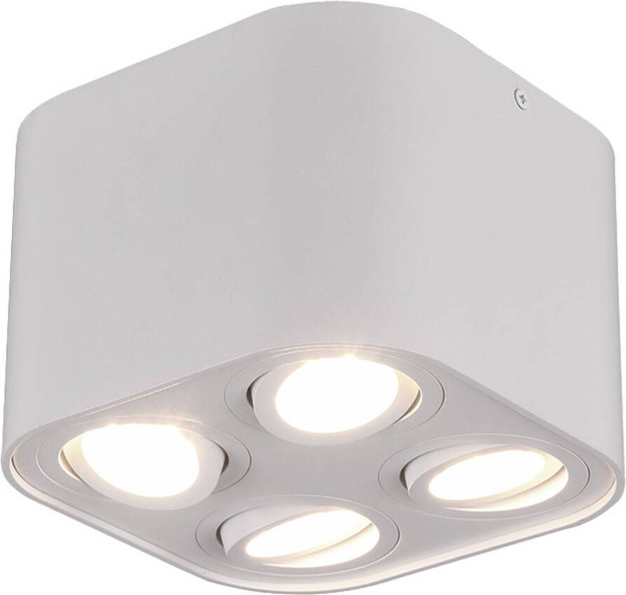 BES LED Plafondlamp Plafondverlichting Trion Cosmin GU10 Fitting 4-lichts Vierkant Mat Wit Aluminium