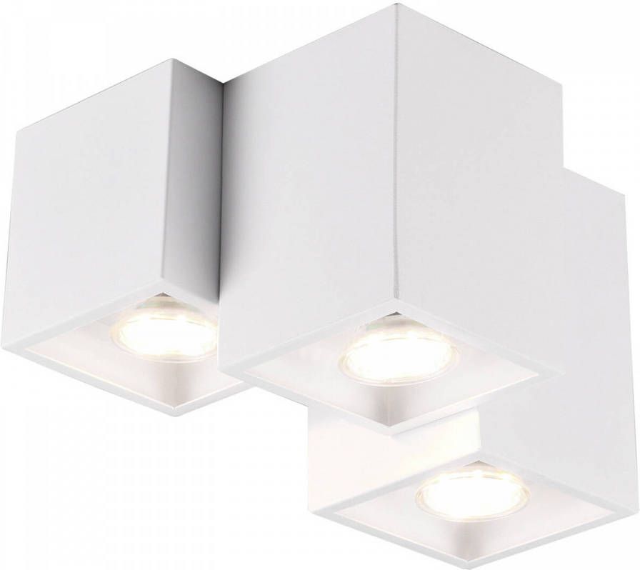 BES LED Plafondlamp Plafondverlichting Trion Ferry GU10 Fitting 3-lichts Rechthoek Mat Wit Aluminium