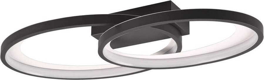 BES LED Plafondlamp Plafondverlichting Trion Gela 25W Warm Wit 3000K Rond Zwart Wit Metaal