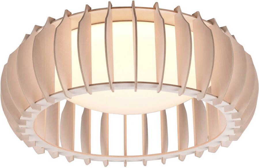 BES LED Plafondlamp Plafondverlichting Trion Manto 16.5W Warm Wit 3000K Dimbaar Rond Houtkleur Kunststof