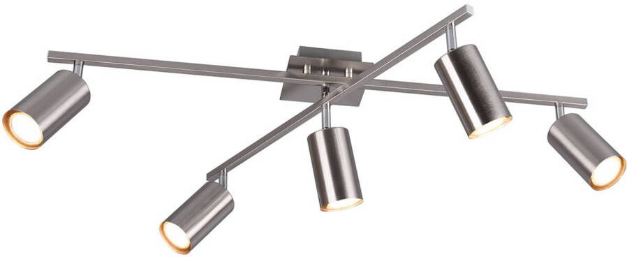BES LED Plafondlamp Plafondverlichting Trion Mary GU10 Fitting 5-lichts Rechthoek Mat Nikkel Aluminium