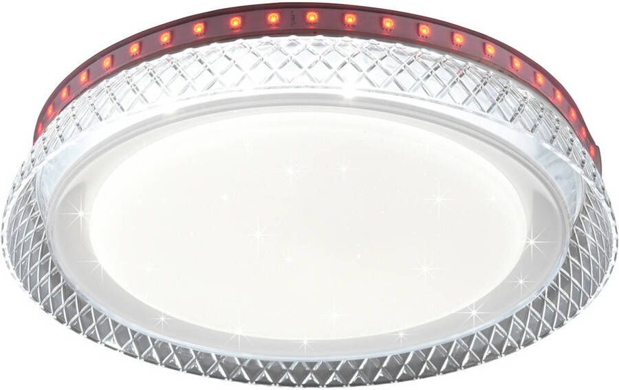 BES LED Plafondlamp Trion Otrivo 15W Aanpasbare Kleur RGB Afstandsbediening Dimbaar Sterlicht Rond Mat Wit