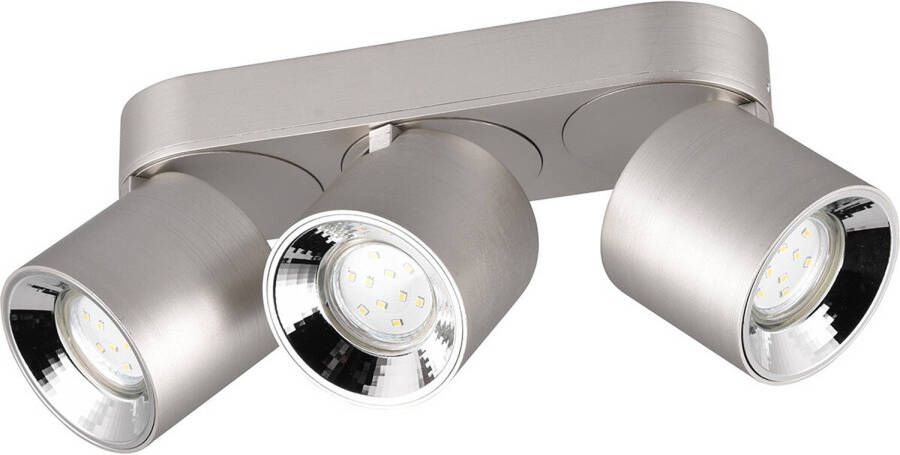 BES LED Plafondlamp Plafondverlichting Trion Pinati GU10 Fitting 3-lichts Rond Mat Nikkel Metaal