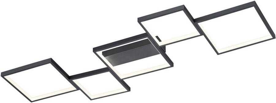 BES LED Plafondlamp Plafondverlichting Trion Soranto 34W Warm Wit 3000K Dimbaar Rechthoek Mat Zwart Aluminium