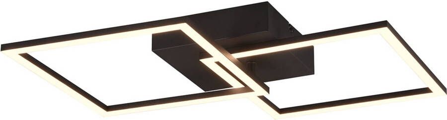 BES LED Plafondlamp Plafondverlichting Trion Square 20W Warm Wit 3000K Vierkant Mat Zwart Metaal