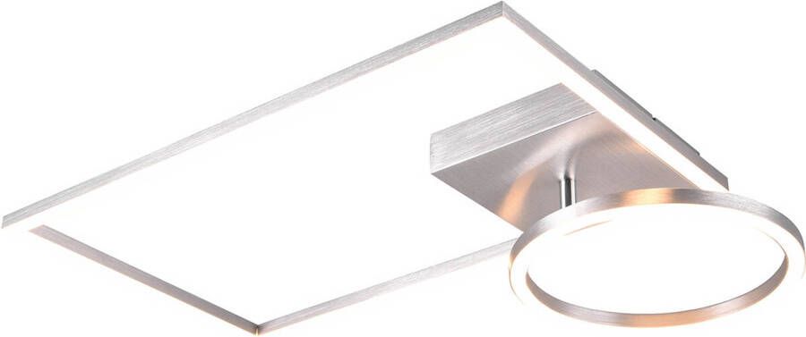 BES LED Plafondlamp Plafondverlichting Trion Viyona 24W Warm Wit 3000K Dimbaar Rechthoek Mat Grijs Aluminium