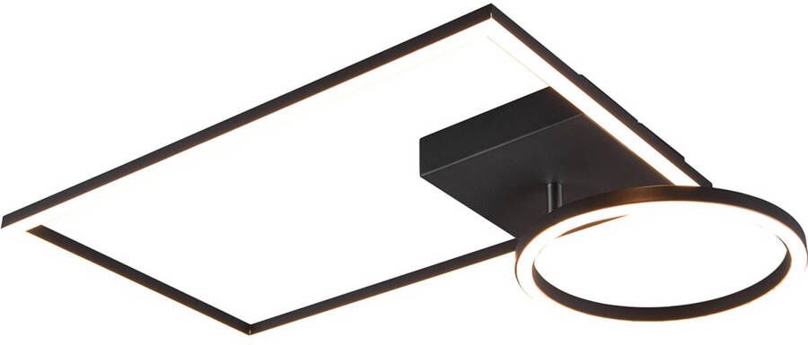 BES LED Plafondlamp Plafondverlichting Trion Viyona 24W Warm Wit 3000K Dimbaar Rechthoek Mat Zwart Aluminium