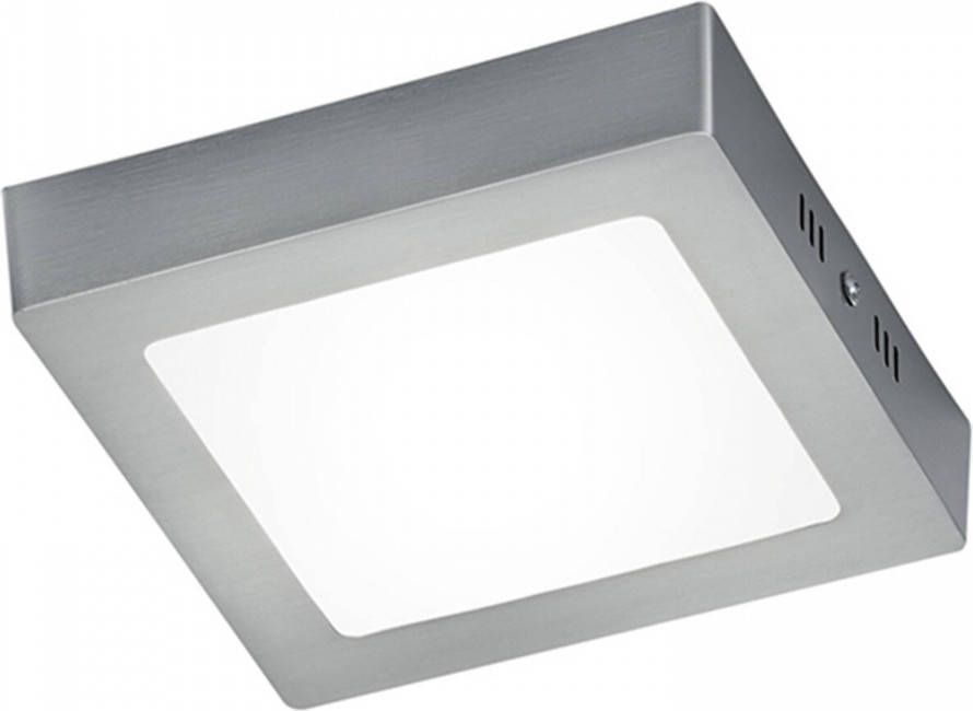 BES LED Plafondlamp Plafondverlichting Trion Zonin 12W Warm Wit 3000K Vierkant Mat Nikkel Aluminium