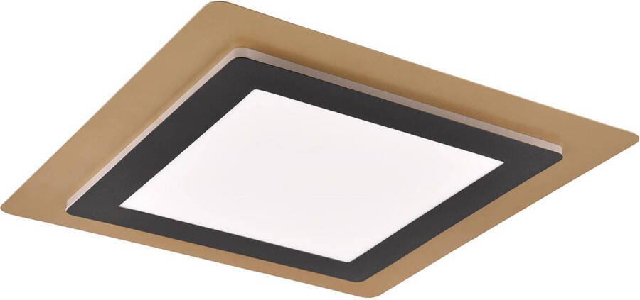 BES LED Plafondlamp Trion Groan 46W Aanpasbaar kleur Dimbaar Vierkant Zwart Goud Metaal