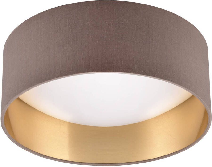 BES LED Plafondlamp Trion Lukaku Warm Wit 3000K 12W Rond Taupe Textiel