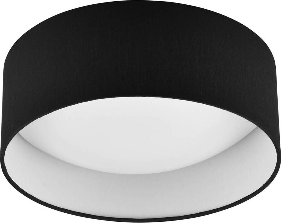 BES LED Plafondlamp Trion Lukaku Warm Wit 3000K 12W Rond Zwart Textiel