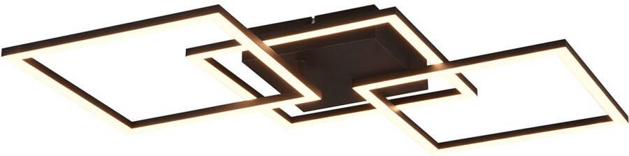 BES LED Plafondlamp Trion Square 31W Warm Wit 3000K Vierkant Mat Zwart Metaal