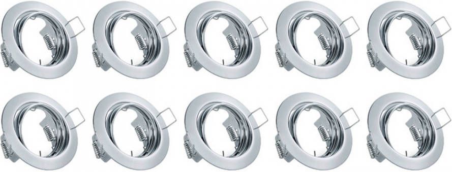 BES LED Spot Armatuur 10 Pack Trion GU10 Inbouwspot Rond Chroom Aluminium Kantelbaar Ø83mm