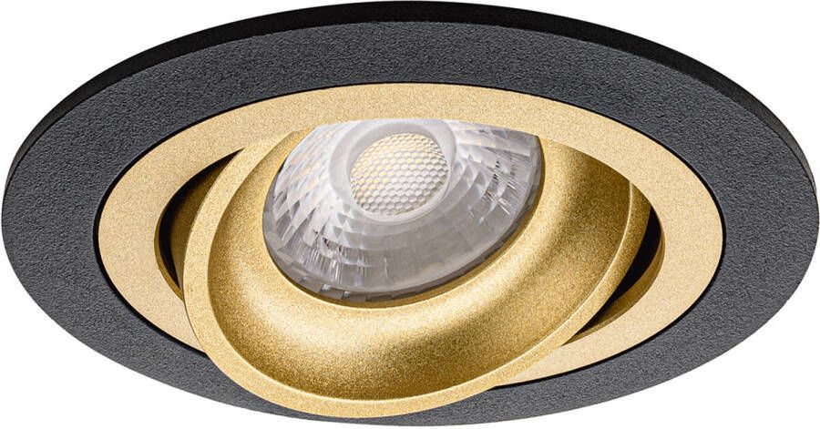 BES LED Spot Armatuur GU10 Pragmi Alpin Pro GU10 Inbouwspot Rond Zwart Goud Aluminium Kantelbaar Ø92mm