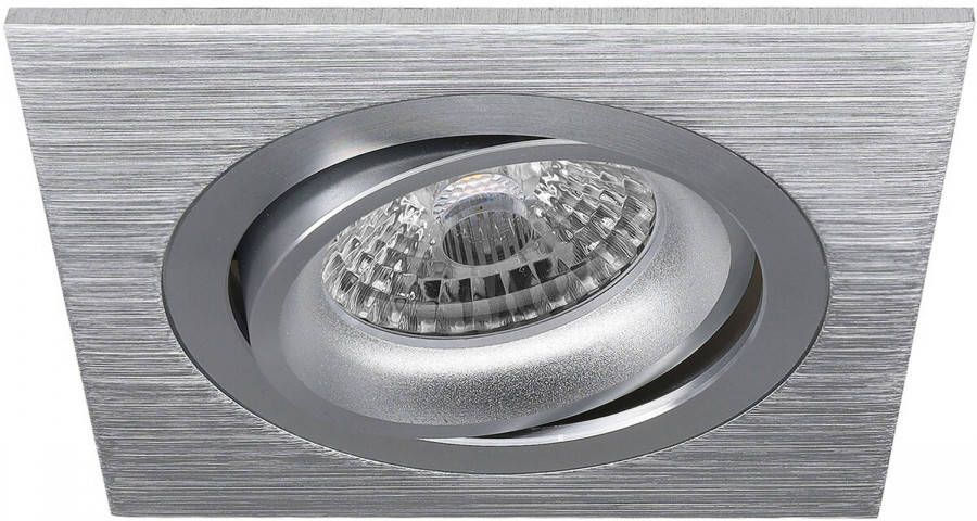 BES LED Spot Armatuur GU10 Pragmi Borny Pro GU10 Inbouwspot Vierkant Zilver Aluminium Kantelbaar 92mm