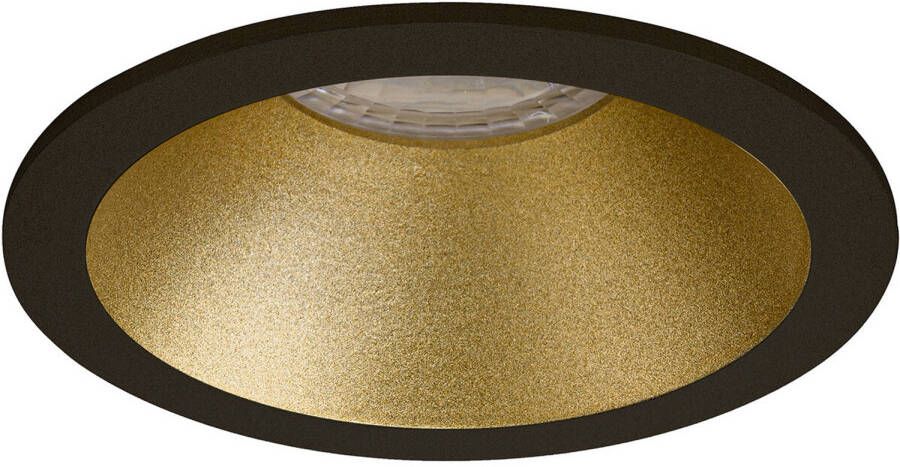 BES LED Spot Armatuur GU10 Pragmi Pollon Pro GU10 Inbouwspot Rond Zwart Goud Aluminium Verdiept Ø82mm