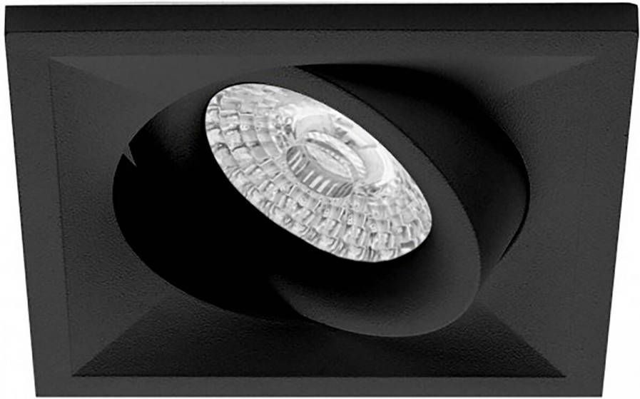 BES LED Spot Armatuur GU10 Pragmi Qiundo Pro GU10 Inbouwspot Vierkant Zwart Aluminium Kantelbaar 80mm