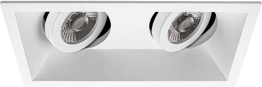 BES LED Spot Armatuur GU10 Pragmi Zano Pro GU10 Inbouwspot Rechthoek Dubbel Wit Aluminium Kantelbaar 185x93mm