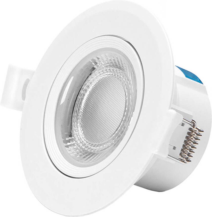 BES LED Spot Inbouwspot Aigi Lola 7W Helder Koud Wit 6500K Rond Mat Wit Aluminium