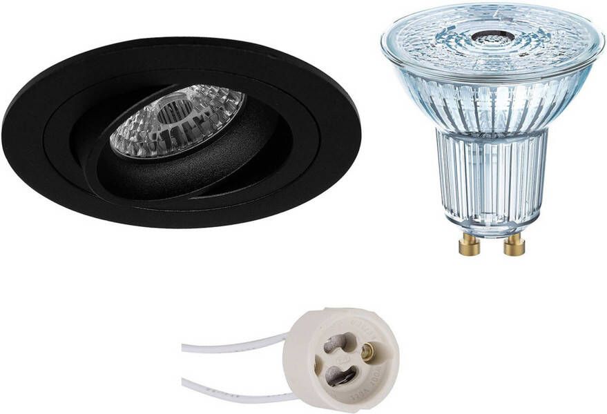 Osram LED Spot Set Parathom PAR16 940 36D Pragmi Alpin Pro GU10 Fitting Dimbaar Inbouw Rond Mat Zwart 3.7W Natuurlijk Wit 4000K Kantelbaar Ø92mm