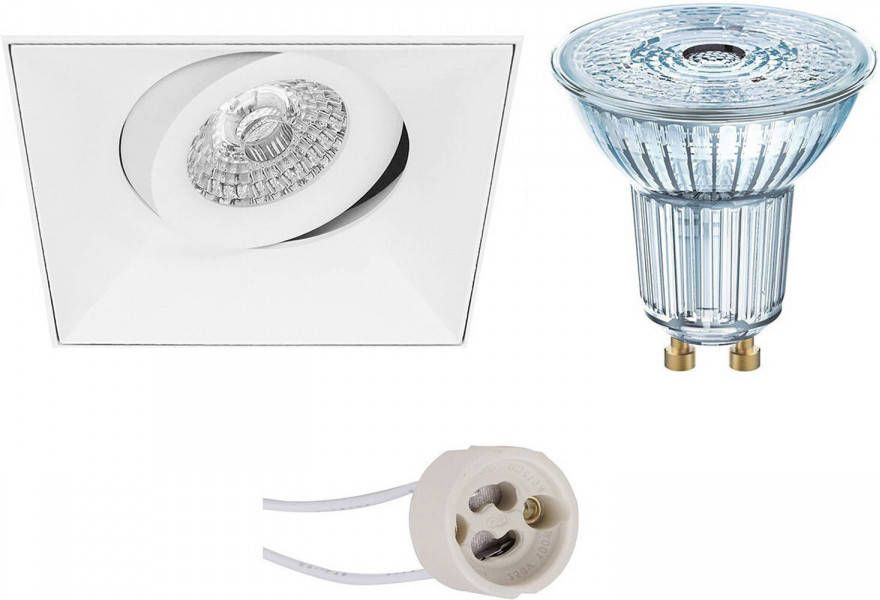 Osram LED Spot Set Parathom PAR16 940 36D Pragmi Nivas Pro GU10 Fitting Dimbaar Inbouw Vierkant Mat Zwart 5.5W Natuurlijk Wit 4000K Trimless Kantelbaar 150mm