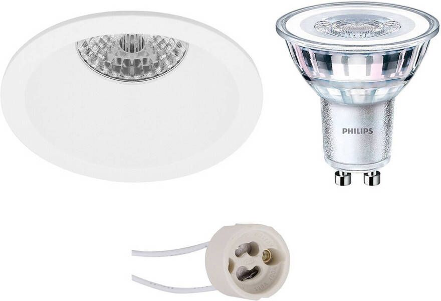 BES LED Spot Set Pragmi Pollon Pro GU10 Fitting Inbouw Rond Mat Wit Verdiept Ø82mm Philips CorePro 827 36D