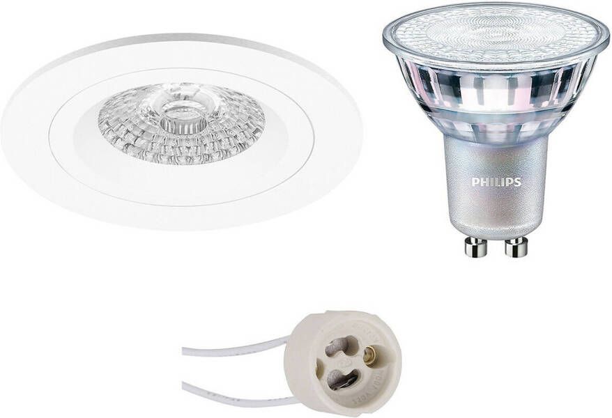 BES LED Spot Set Pragmi Rodos Pro GU10 Fitting Inbouw Rond Mat Wit Ø93mm Philips MASTER 927 36D VLE 3.7W