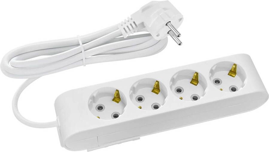 BES LED Stekkerdoos Verlengsnoer Decon 4 Stopcontacten 1.5 Meter Randaarde Wit Nederland