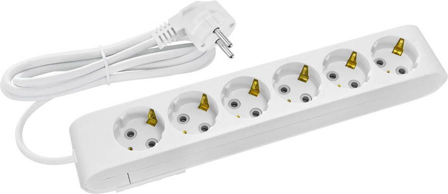 BES LED Stekkerdoos Verlengsnoer Decon 6 Stopcontacten 1.5 Meter Randaarde Wit Nederland