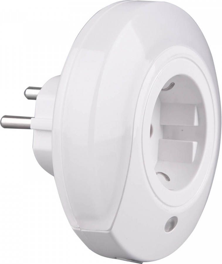 BES LED Stekkerlamp Stekkerspot met Stopcontact Trion Mirloni Dag en Nacht Sensor 0.4W Warm Wit 3000K Rond Mat Wit Kunststof