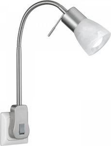 BES LED Stekkerlamp Met Schakelaar Trion Levino E14 Fitting 6w Warm Wit 3000k Mat Nikkel Aluminium